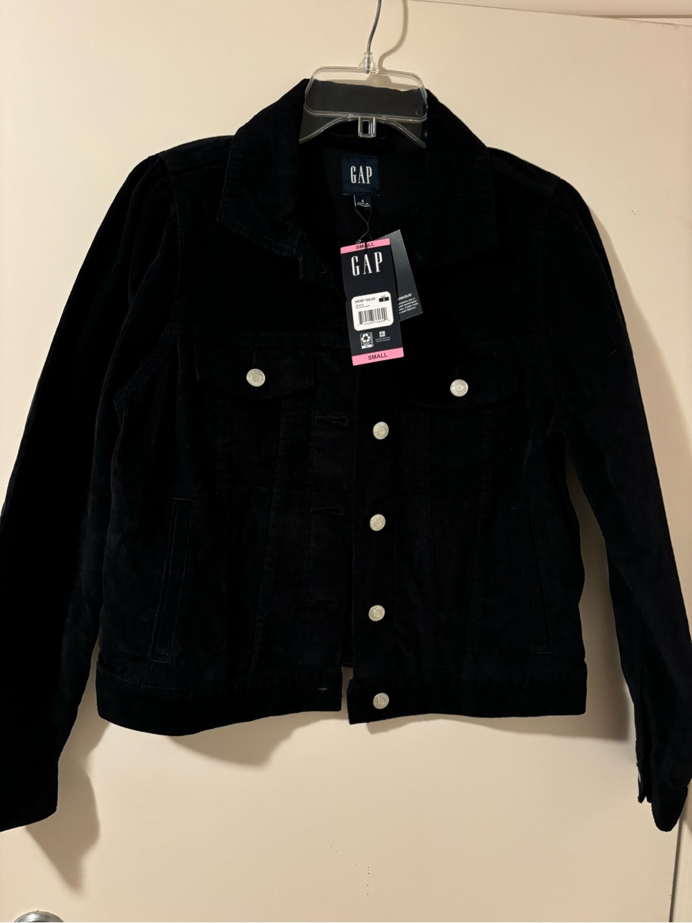 GAP Puff Sleeve Corduroy Jacket In Black, Women’s Size Small, NWT